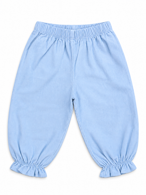 Sky Blue Cord Girl Bloomer Pant w/ Ruffle