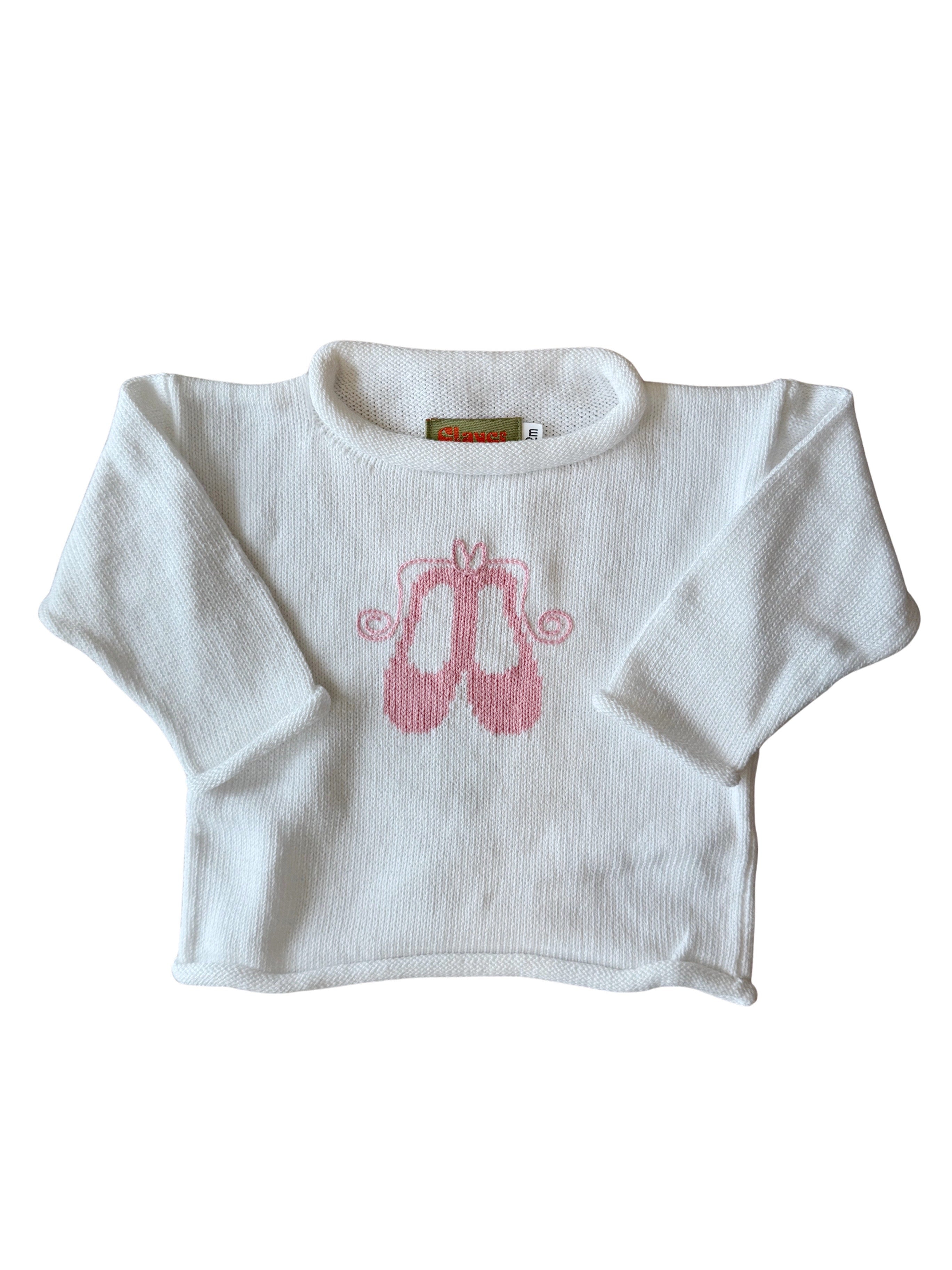 White Ballet Slippers Roll Neck (Baby, Toddler, & Kid)