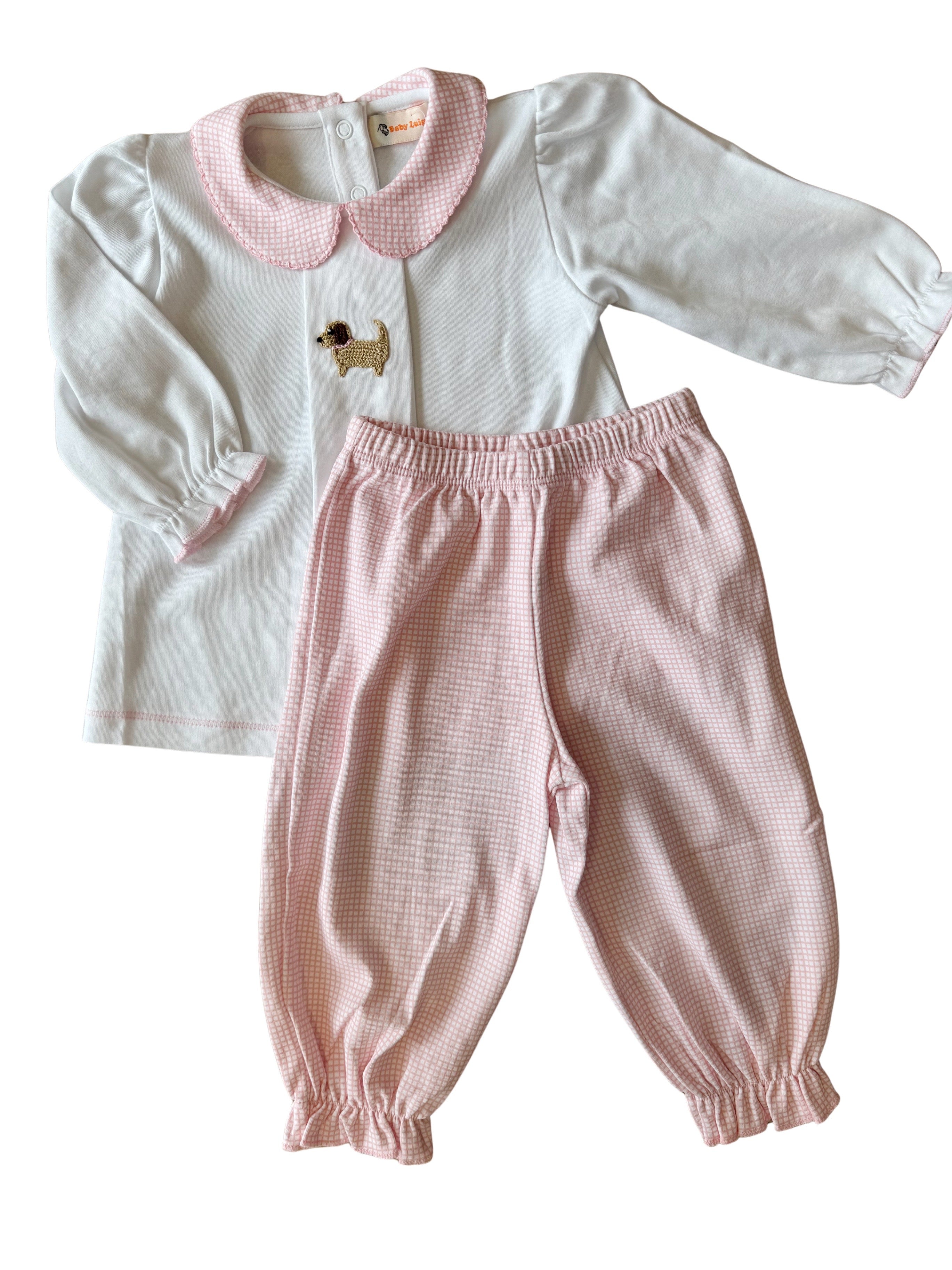 Pink Gingham Puppy Set (Baby & Toddler)