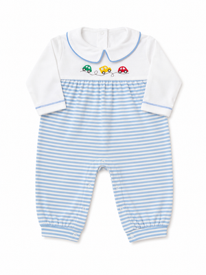 Blue Stripe Cars Romper