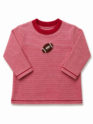 Red Stripe Crochet Football LS Shirt