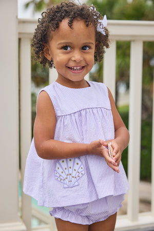 Sea Shells Appliqué Diaper Set