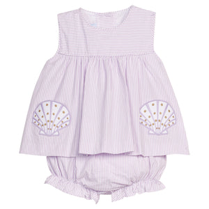 Sea Shells Appliqué Diaper Set