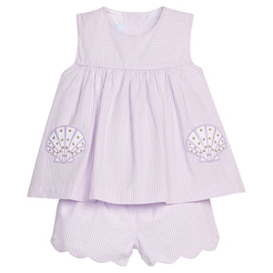 Sea Shells Appliqué Pocket Short Set