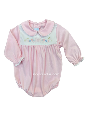 Pink Gingham Bow Long Sleeve Bubble (Infant)