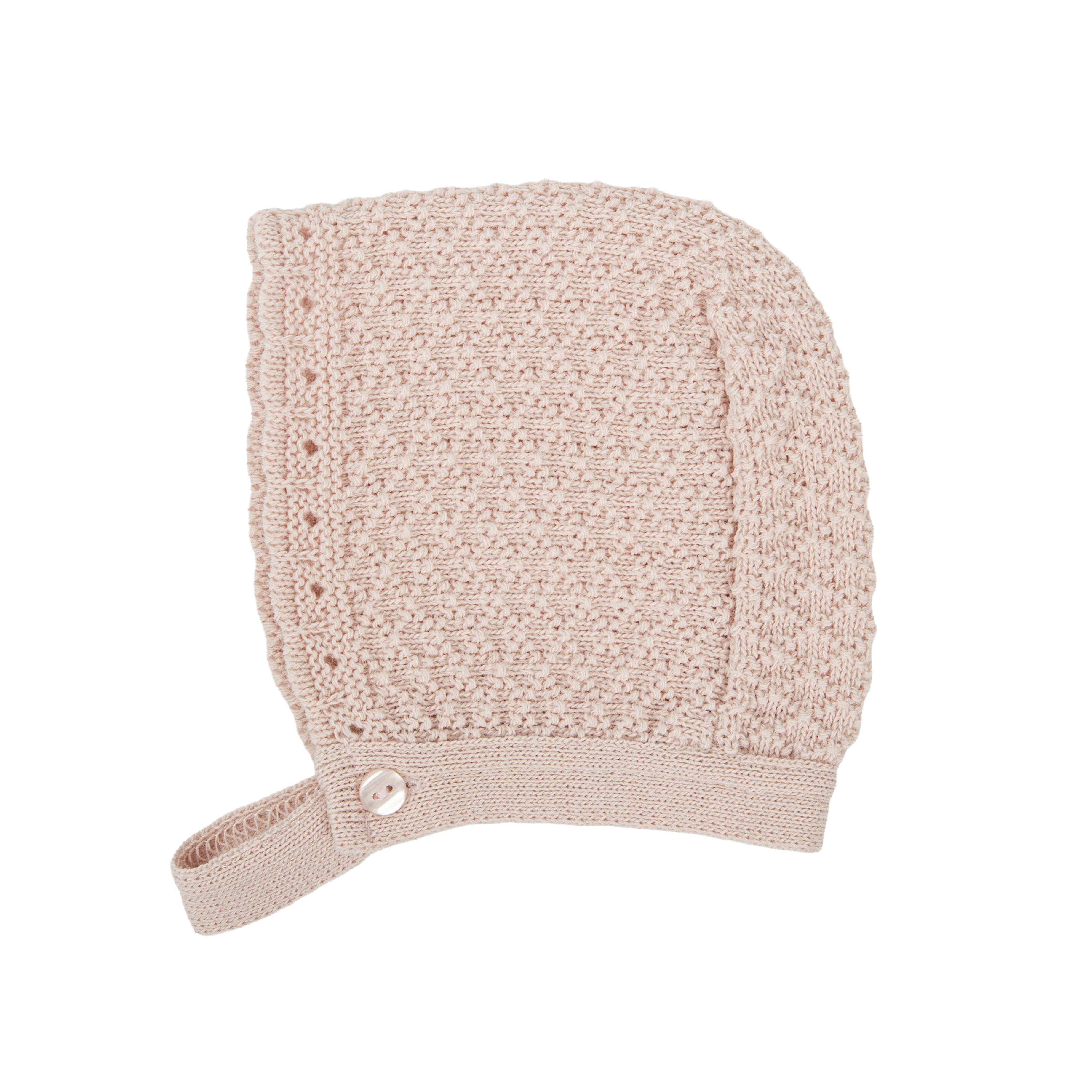 Light Pink Knit Floral Collar Romper w/ Bonnet