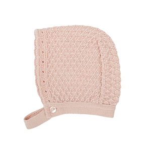 Light Pink Knit Floral Collar Romper w/ Bonnet