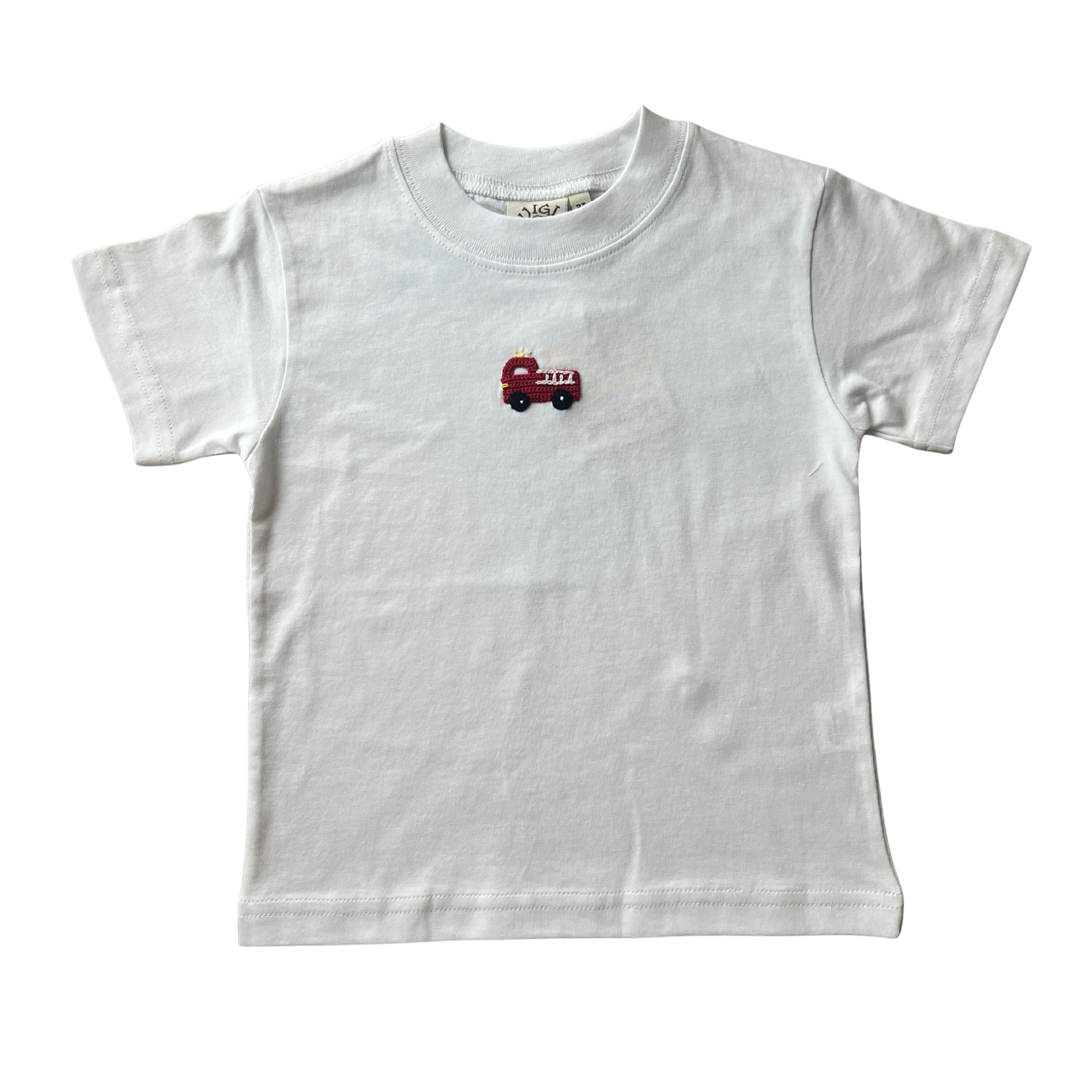 White Crochet Firetruck SS T-Shirt