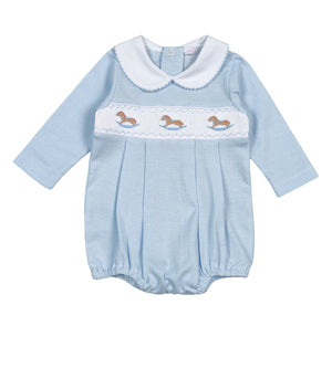 Blue Baby Lamb Hand Smocked Pima LS Bubble (Toddler)