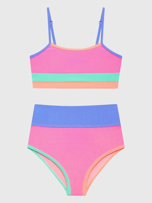 Little Eva & Emmie Set in Sherbert Shores Colorblock