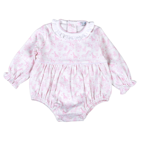 Pink Baby Safari Pima Ruffled Bubble