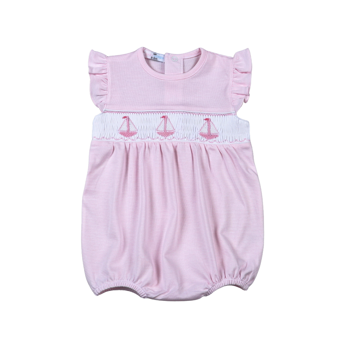 Girl Sailboat Hand Smock Pima Bubble
