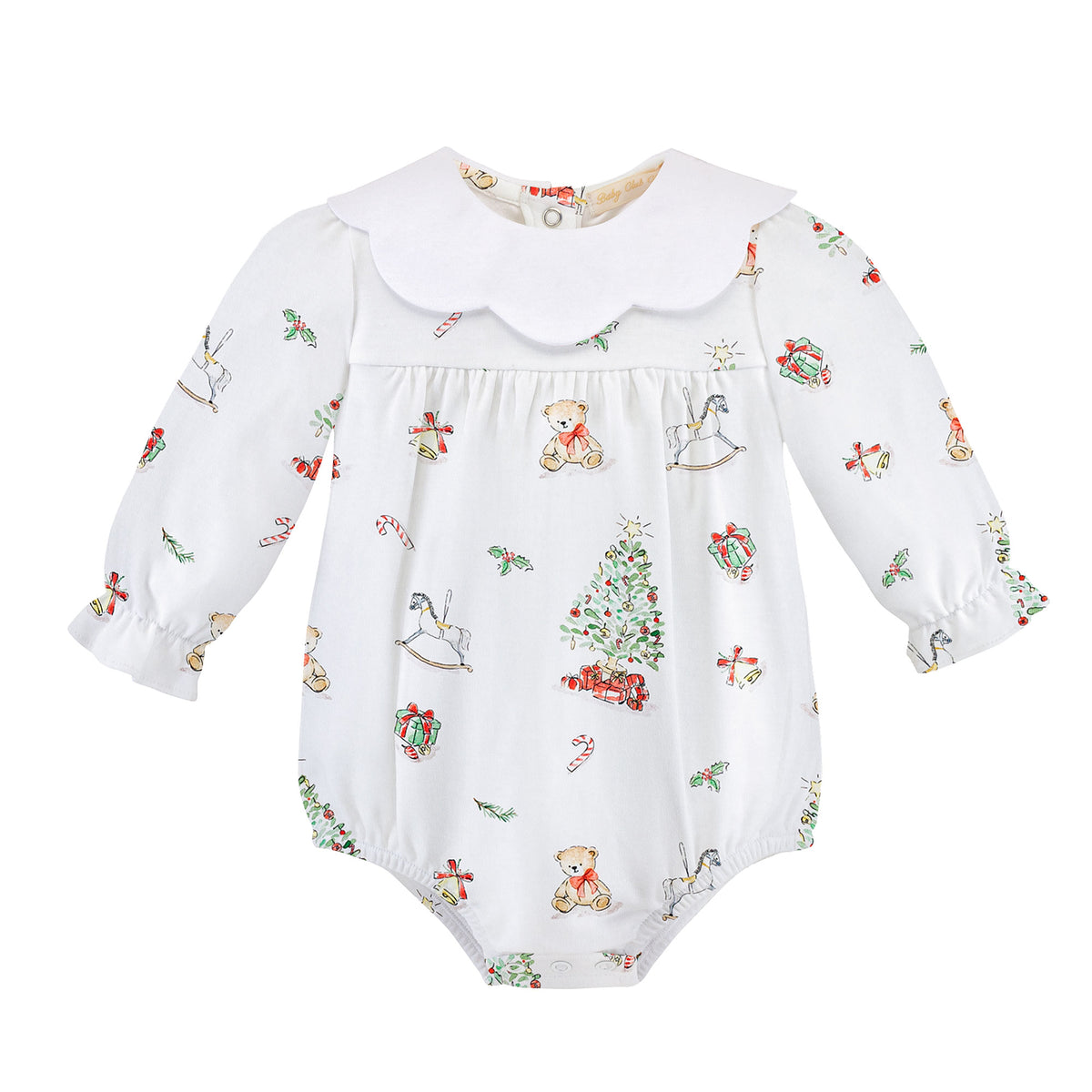 Christmas Tree Printed Pima Bubble w/ Scalloped Collar
