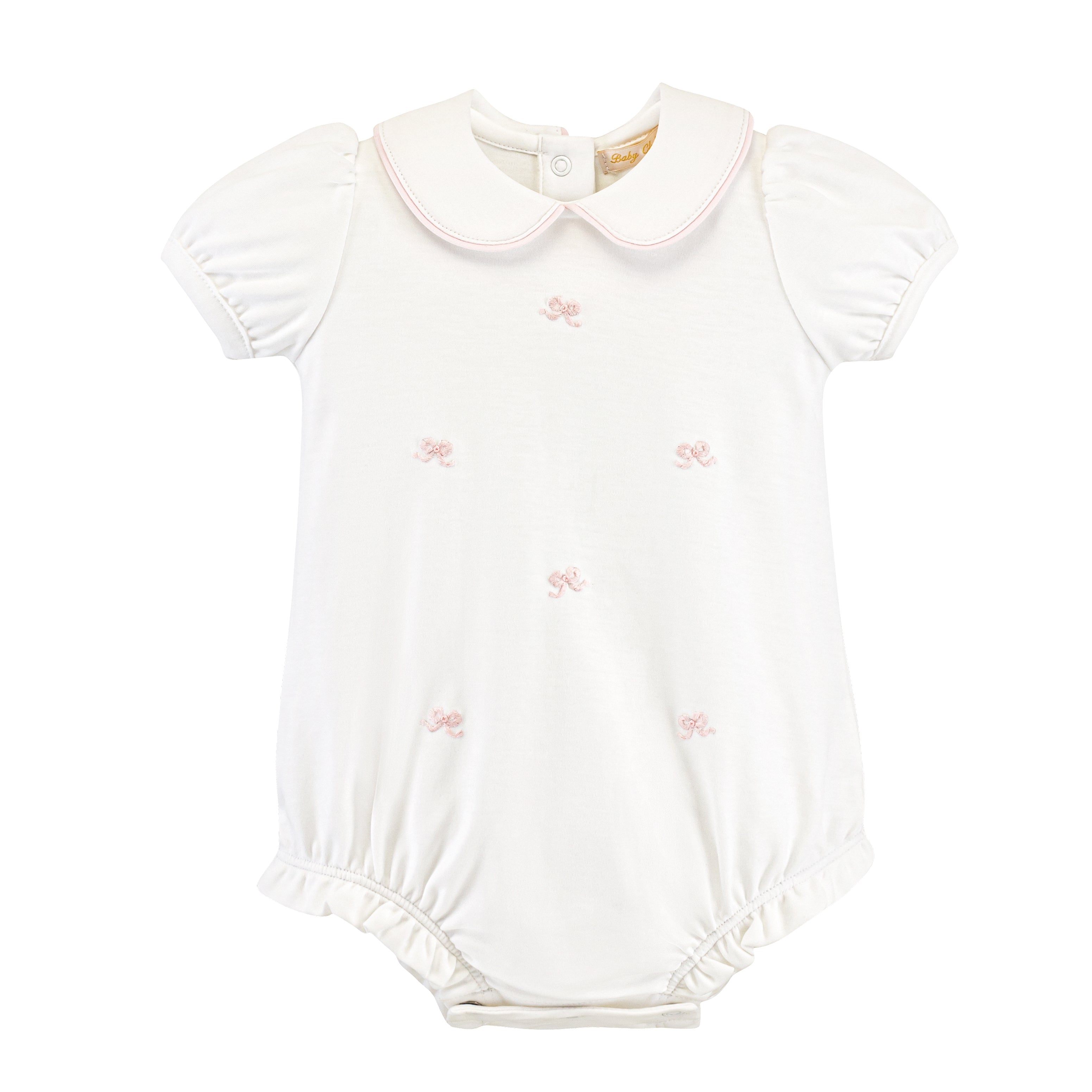 Little Bows Hand Emb Bubble w/ Round Collar