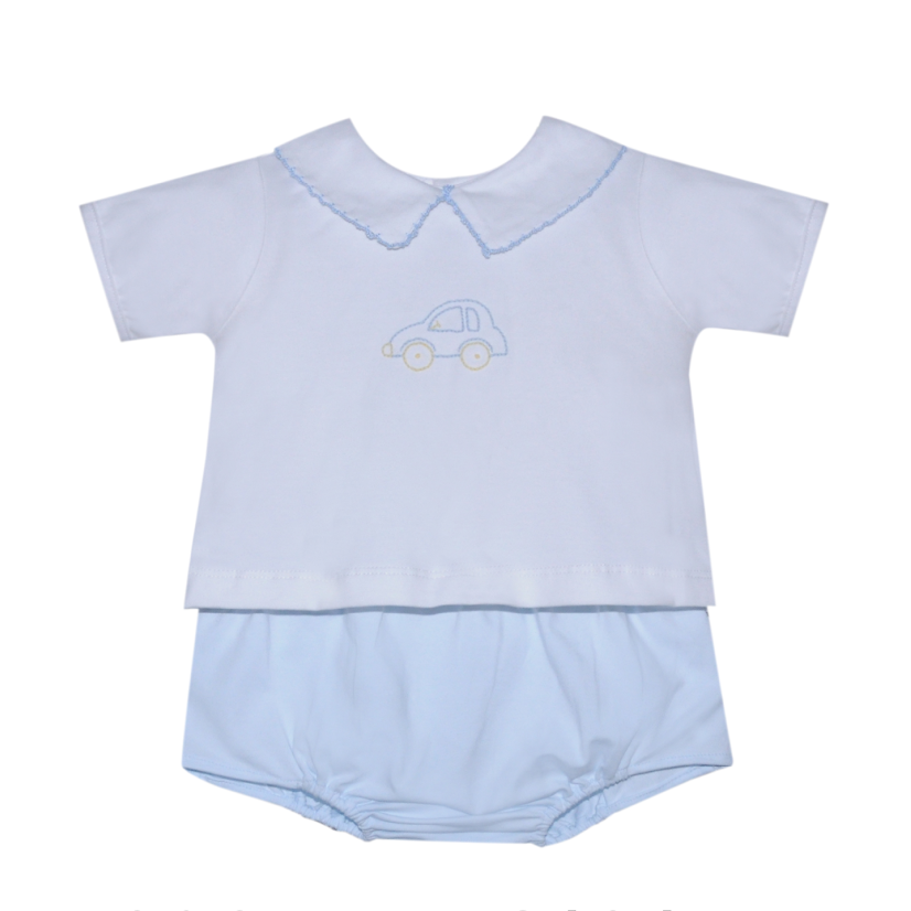 White Bailey Car Diaper Set