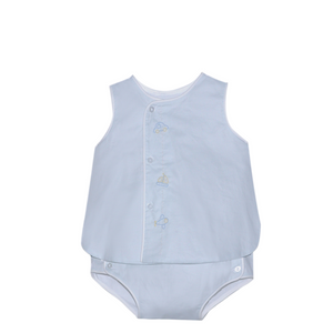Blue Vehicles Blanche Diaper Set