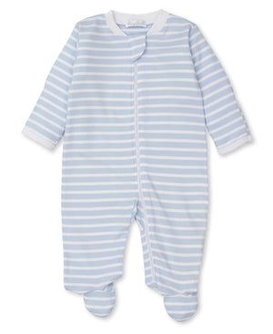 Blue Stripes Footie w/ Zip