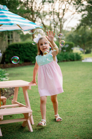 Charming Dress-Pink Bitty Dot /Pink Mint Check (Toddler)