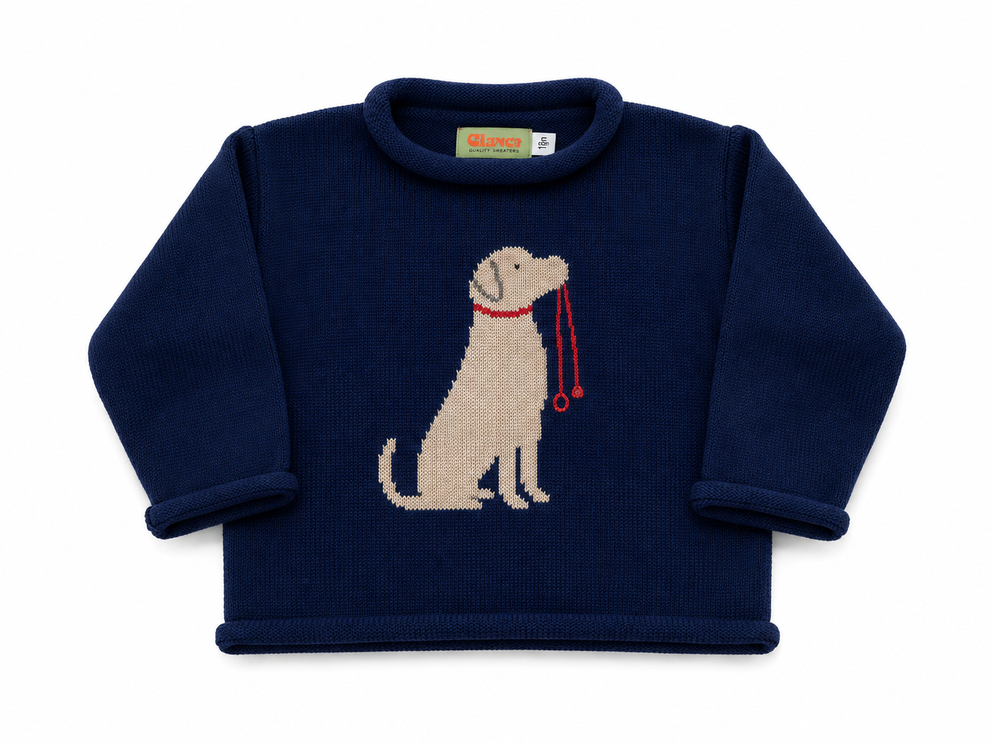Dark Royal Dog w/ Leash Roll Neck Sweater