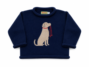 Dark Royal Dog w/ Leash Roll Neck Sweater