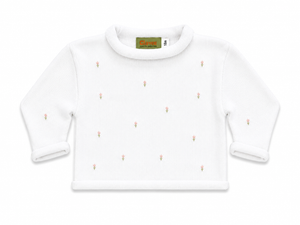 White Rosebud Roll Neck Sweater