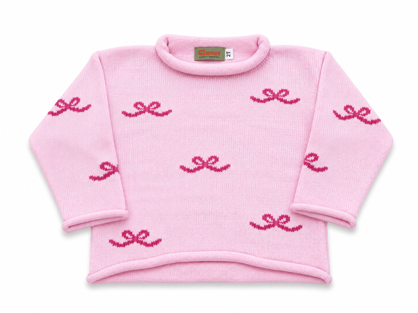 Pink Bows All Over Roll Neck Sweater