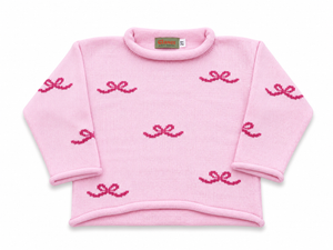 Pink Bows All Over Roll Neck Sweater