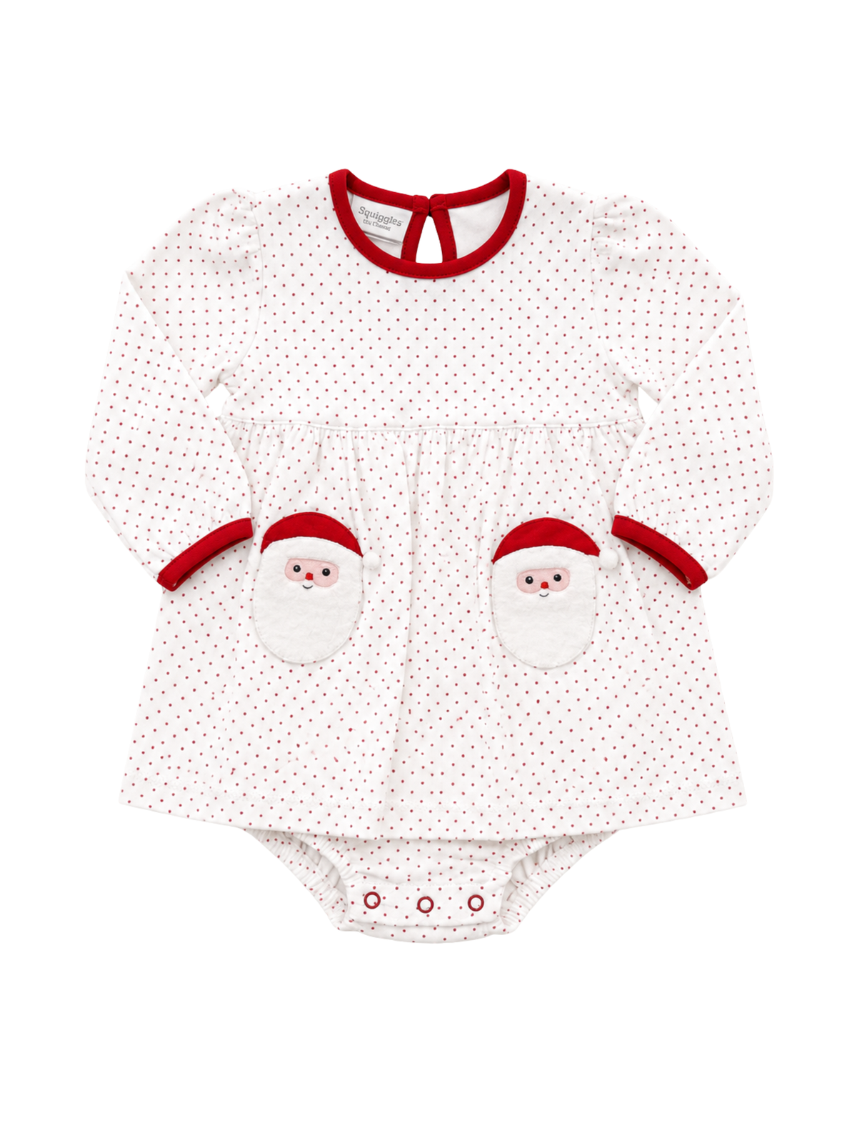 Red Dot Sherpa Santa LS Onesie Dress