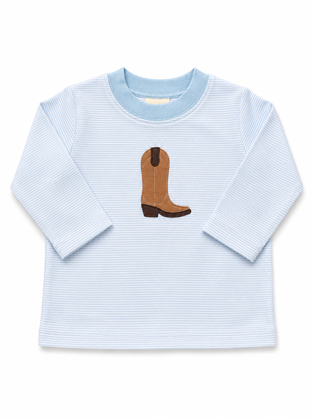 Baby Blue Stripe Cowboy Boot LS Shirt