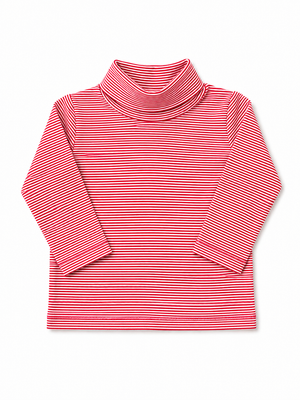 Deep Red Thin Stripe Turtleneck