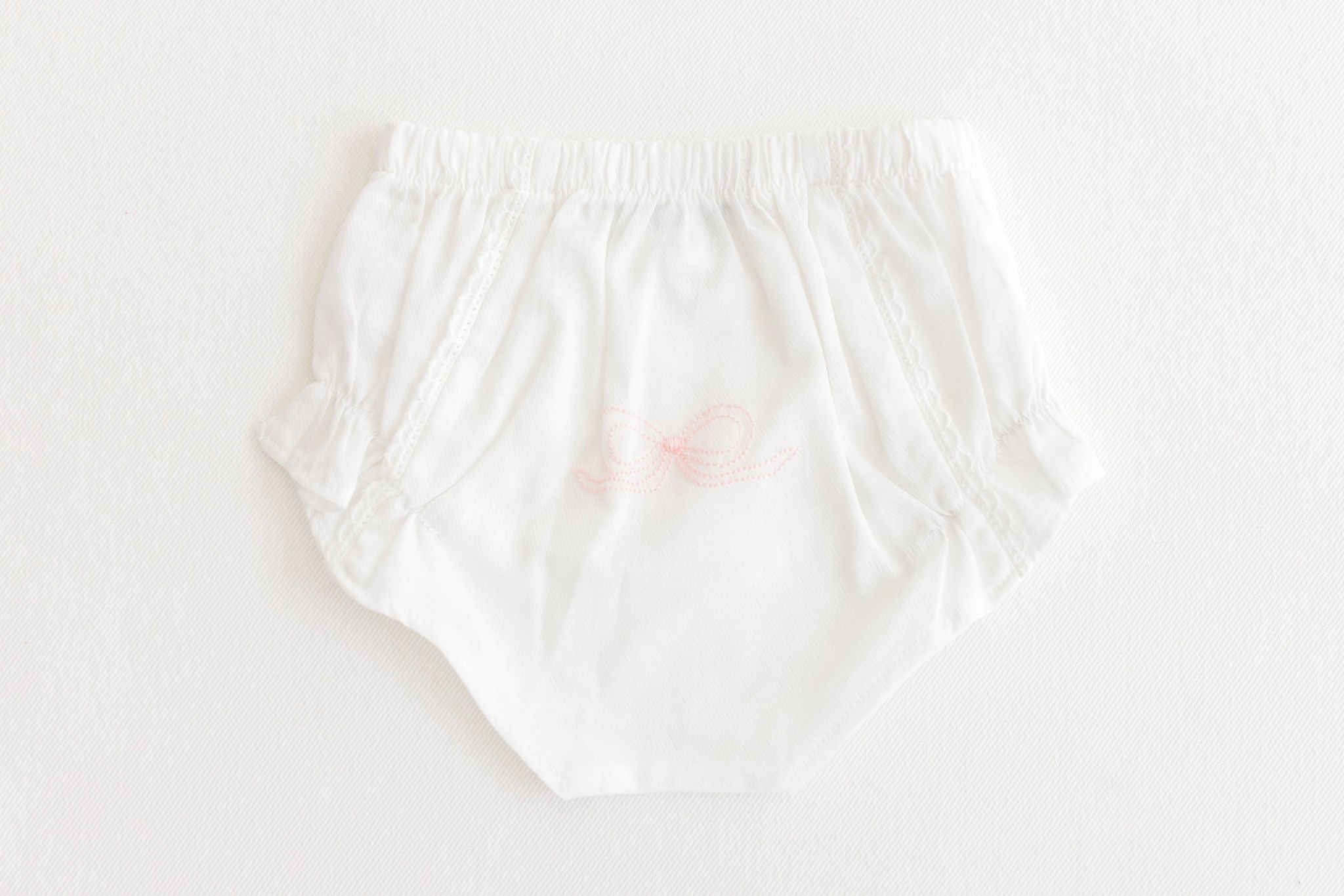 White w/ Pink Bow Diaper Cover