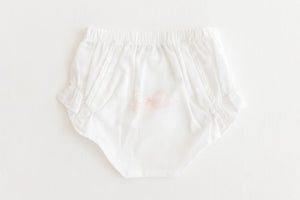 White w/ Pink Bow Diaper Cover