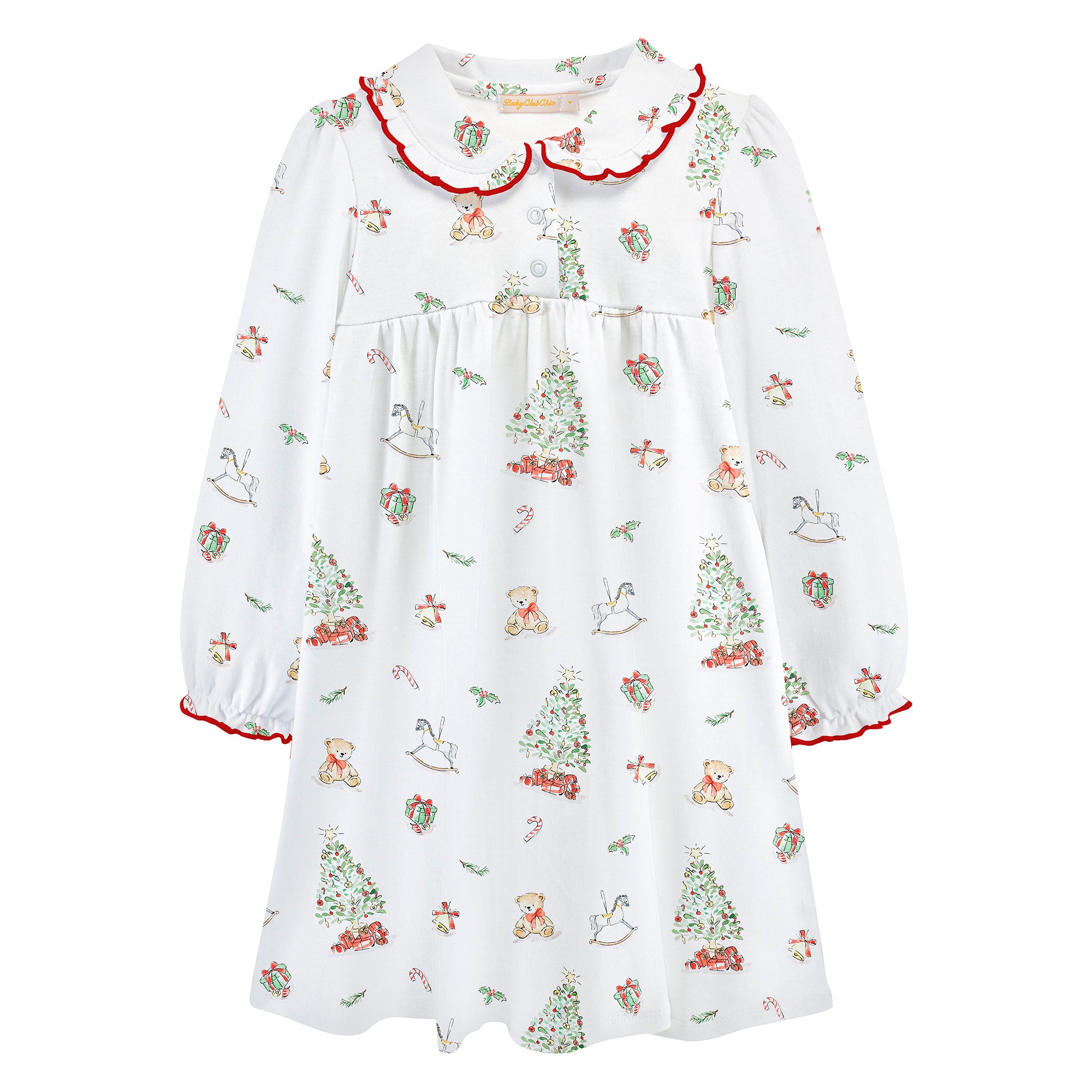 Christmas Tree Printed Dress w/ Round Collar