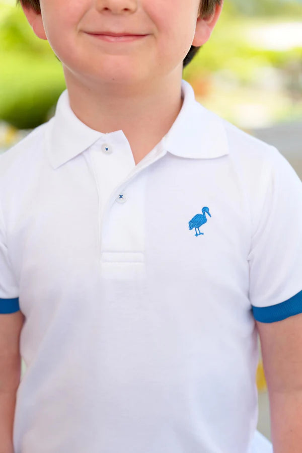 Worth Ave White & Blue Prim & Proper SS Polo