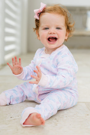 O'Whale Girls One Piece Zip Up Jammies