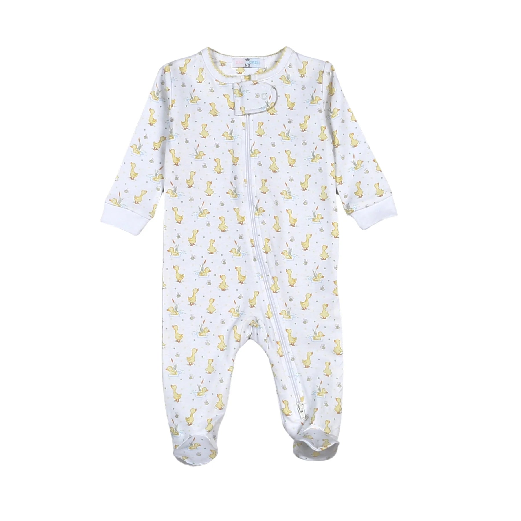 Baby Ducks In The Pond Pima Zipper Footie