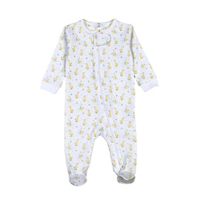 Baby Ducks In The Pond Pima Zipper Footie