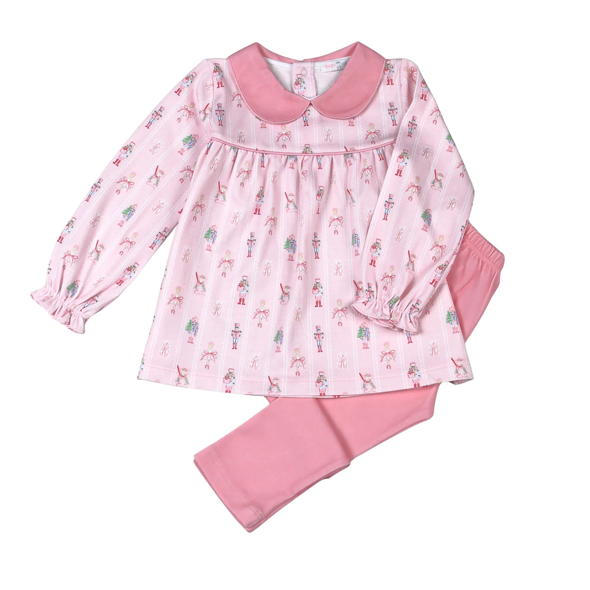 Pink Nutcracker Pima Scallop Collar Top Set