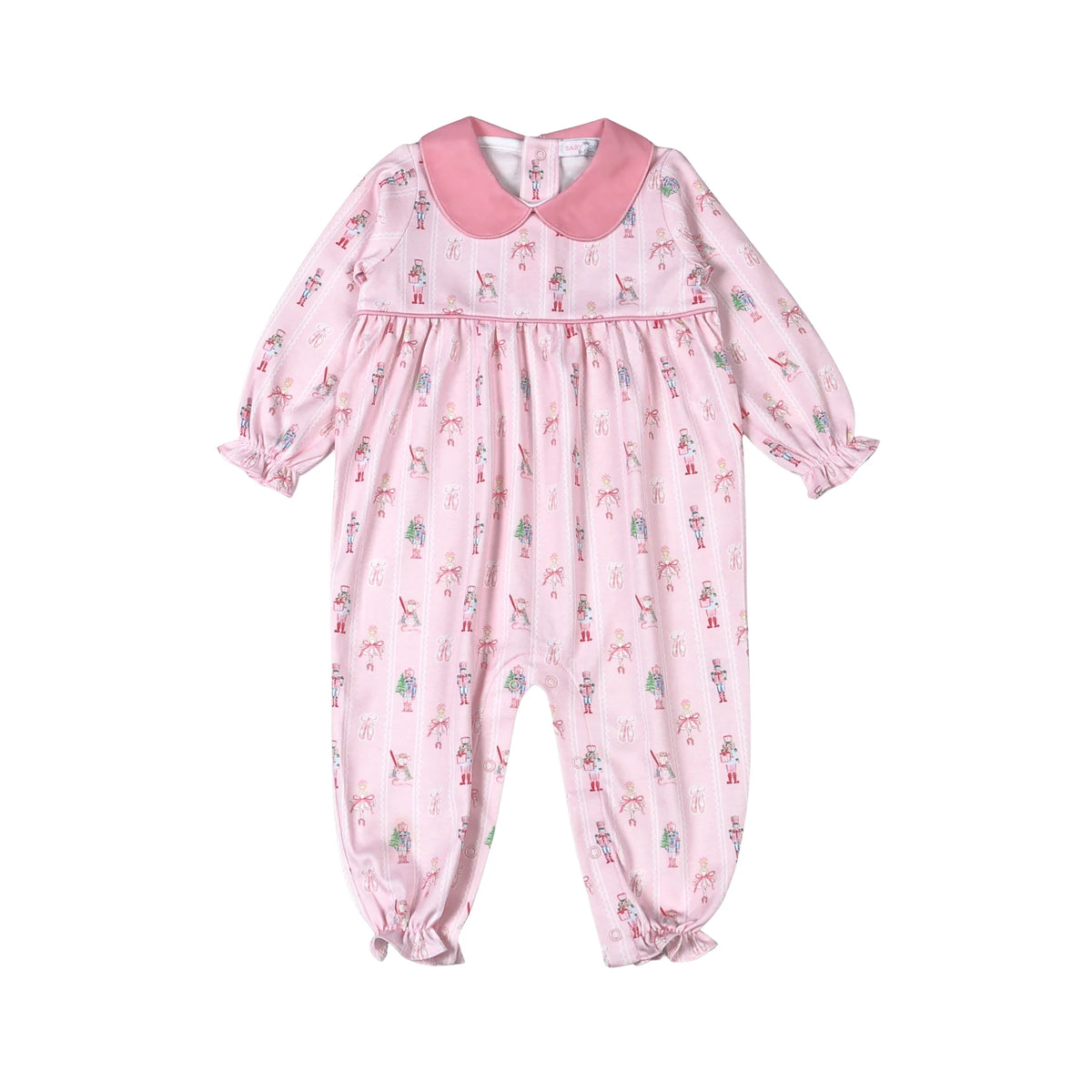 Pink Nutcracker Pima Scallop Collar Romper