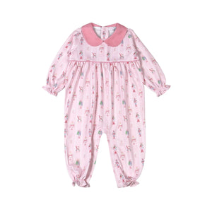 Pink Nutcracker Pima Scallop Collar Romper