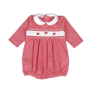Boy Red Christmas Sweet Santa Hand Smock Pima Bubble