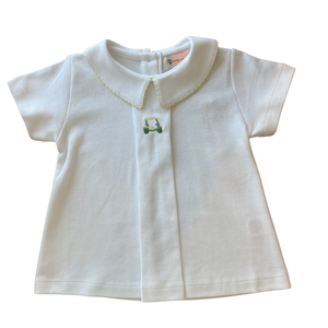 Boy Yellow Golf Cart Pleated Shirt