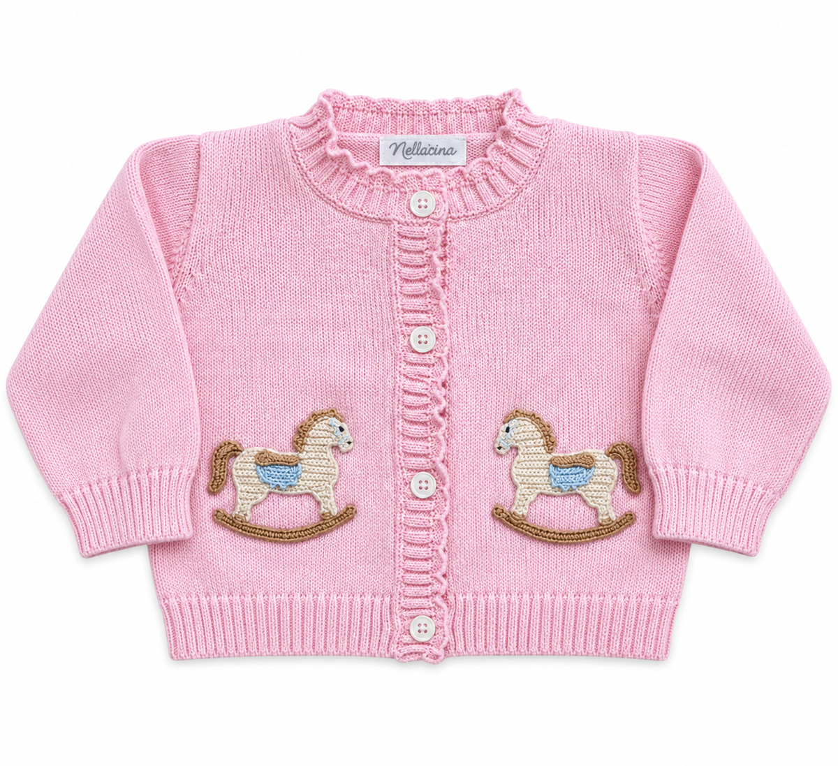 Pink Rocking Horse Embroidered Cardigan