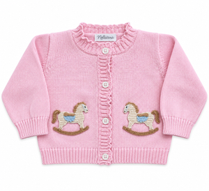 Pink Rocking Horse Embroidered Cardigan