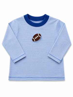Dark Royal Stripe Crochet Football LS Shirt