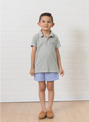 Blue Gingham William Boy Polo Set