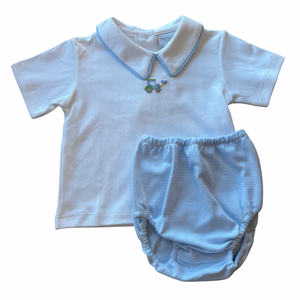 Mini Tractor SS Diaper Set w/ Pointed Collar Shirt