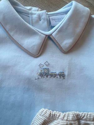 Mini Baby Train SS Diaper Set w/ Pointed Collar