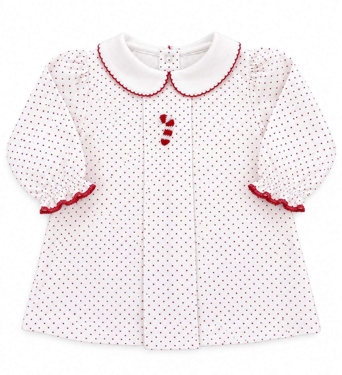 Red Dot Candy Cane Peter Pan Collar LS Top