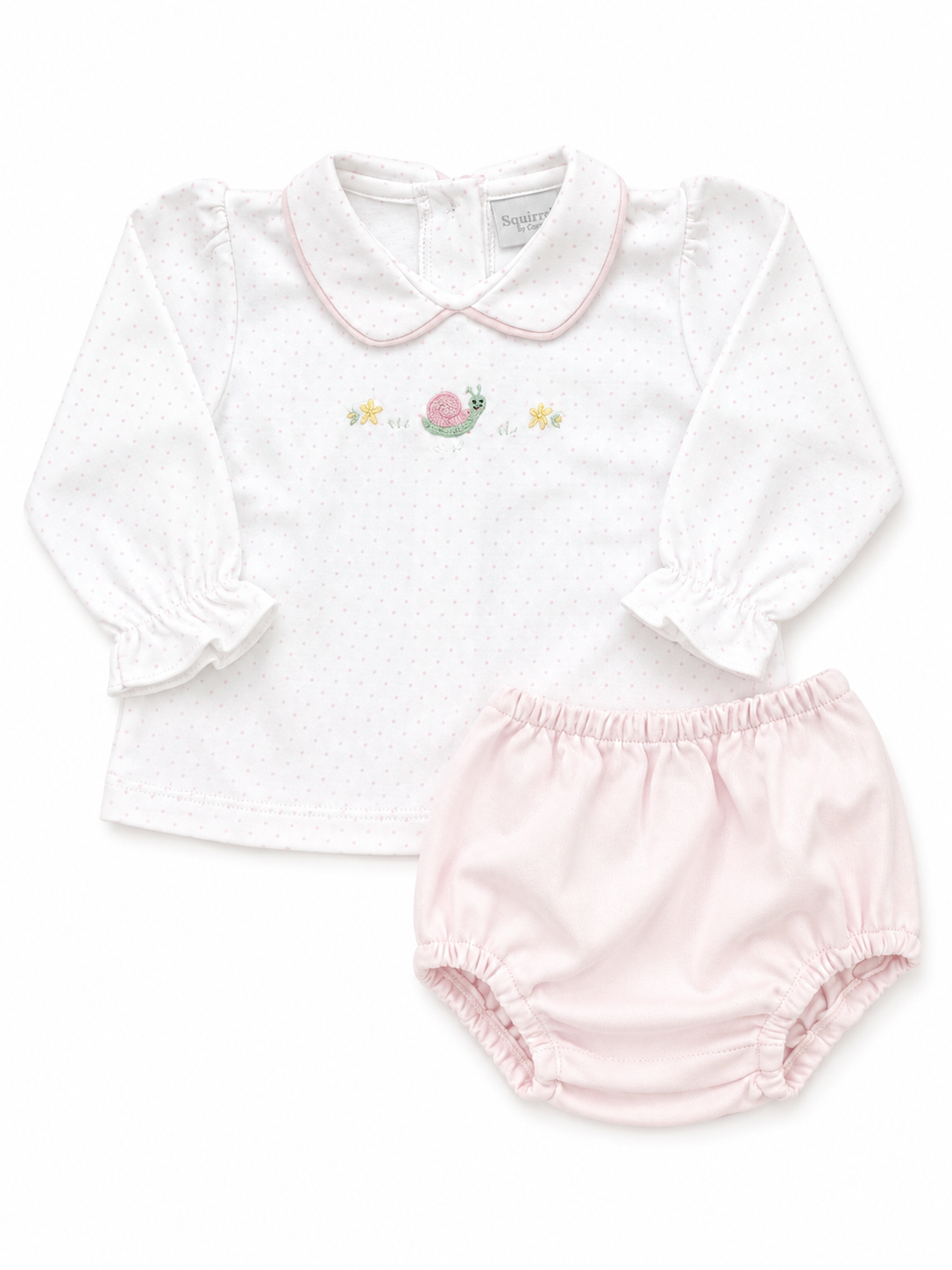 Pink Dot Snail LS Diaper Set